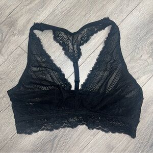 Auden Black Sheer Lace Triangle Adjustable Racer Back Bralette Lingerie XL